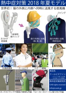 服の外側と内側に送風できる世界初の扇風機「クールビズファン」２０１８年モデル 熱中症対策研究所